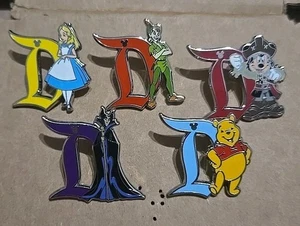 Disney Pin Set of 5 Hidden Mickey Character Disneyland D 2020 Pooh Maleficent - Picture 1 of 12