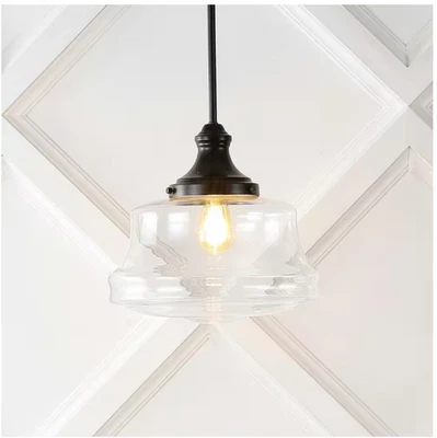 1 luz 14 pulgadas Lámpara colgante LED de hierro/vidrio de bronce frotado con aceite para granja Foto 1 de 4