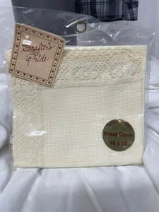 Crafter's Pride 14 Ct Aida Bread Cover Sal-Em Cloth 18 X 18 Ivory Lace Trim New - Picture 1 of 4