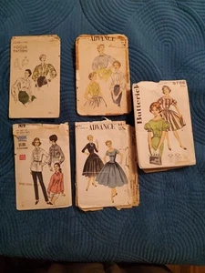 Vintage 40s To 60s Sewing Patterns Incomplete Advance Vogue Butterick - Picture 1 of 11