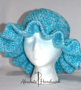 Handmade Unisex Teen-Adult Unisex Women's Men's Crochet Sun Hat Chemo Cap Blue - Picture 1 of 6
