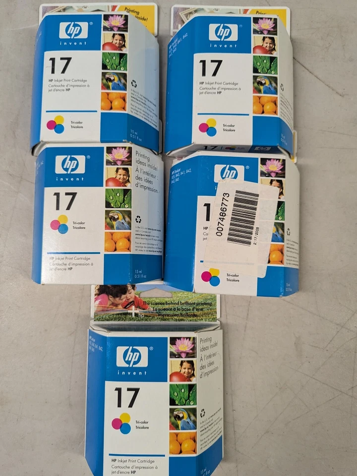Lote de 5 Cartuchos de tinta HP 17 - Tri Color C6625AN Deskjet 825/840/841/842/843/845 Foto 1 de 3