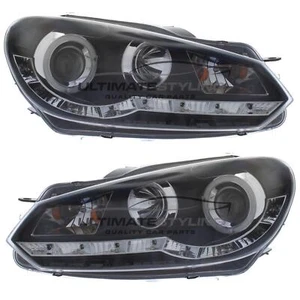 VW Golf Mk6 Headlights Black LED DRL Projector Xenon Look Upgrade 2011-2017 GTi - Picture 1 of 12