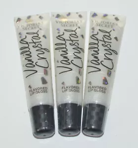 LOT OF 3 VICTORIA'S SECRET VANILLA CRYSTAL FLAVORED LIP GLOSS BALM SHINE  - Picture 1 of 4