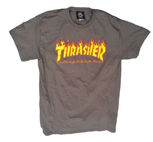 Thrasher Magazine FLAMES LOGO Skateboard T-Shirt CHARCOAL Herren Größe Medium - Bild 1 von 5
