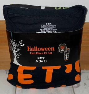 Halloween Two Piece PJ Pajama Set size S 6/7 - Let’s Hang Out/Bats/Pumpkins NEW - Picture 1 of 5