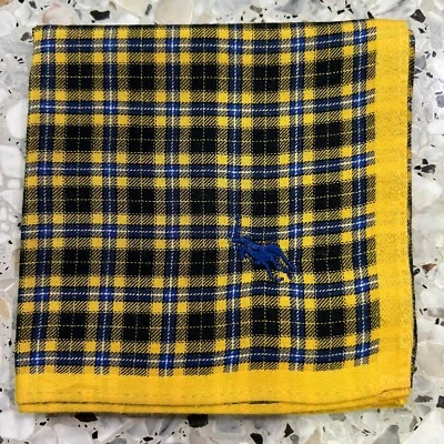 PAÑUELO HOMBRE CLÁSICO ALGODÓN BOLSILLO ARTE CUADRADO CUADROS AMARILLO AZUL 18”#P75 Foto 1 de 3