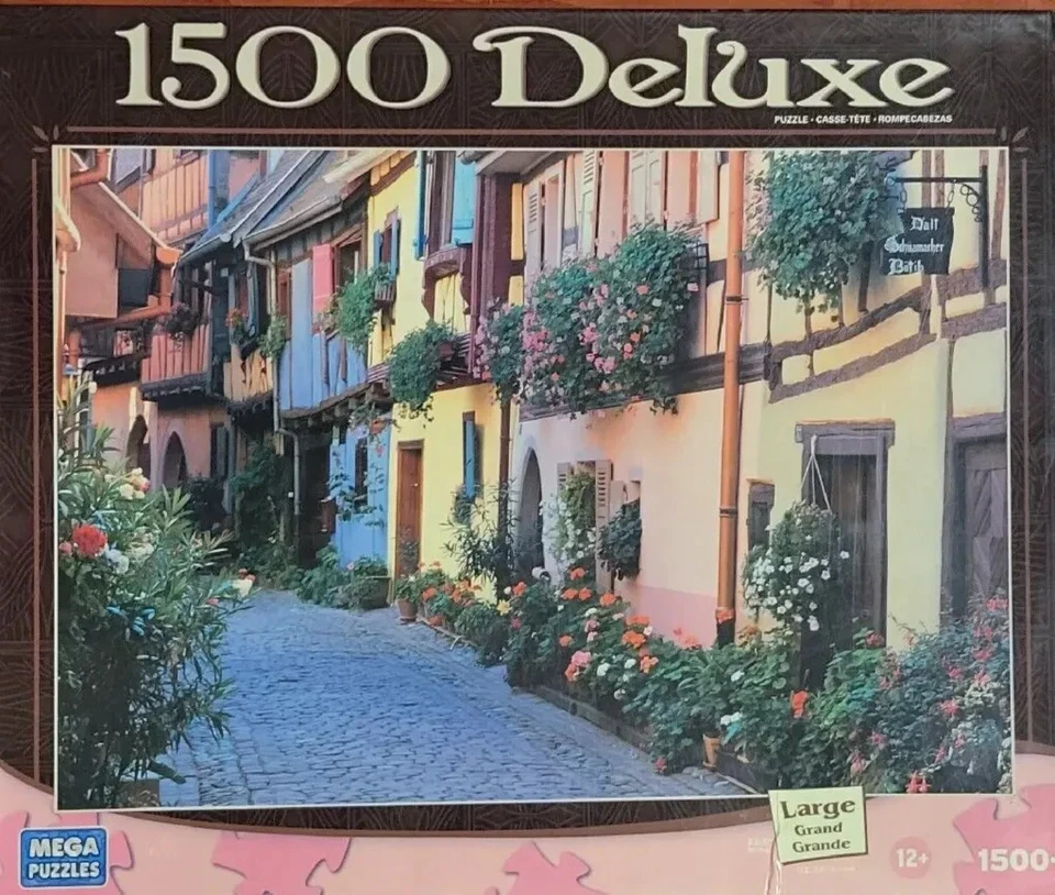 Mega 1500 Puzzle Village de Vin Alsace France New Sealed Flowers Street View - Image 1 of 1