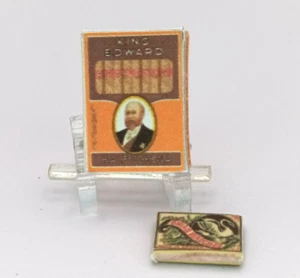 Puppenhaus Maßstab 1:12 Miniaturen, King Edwards Half Corona Zigarrenkiste & Streichhölzer - Bild 1 von 4