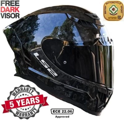 LS2 FF807 DRAGON 6K FIBRA DE CARBONO DOBLE VISERA CARA COMPLETA CASCO DE MOTOCICLETA FORJADO Foto 1 de 4
