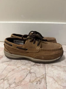Rockport Works RK6736 Mens Brown Leather Steel Toe Sailing Boat Shoes  - Picture 1 of 4