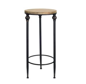 Set of Two 27 Black And Brown Round End Tables - Picture 1 of 1