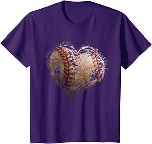 Vintage Baseball Heart Valentine's Day Gift Youth Unisex T-shirt - Picture 1 of 7
