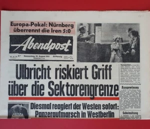 Correo vespertino del * 24 de agosto de 1961 * Construcción del muro 1961 / MARCHA BLINDADA /A 52 - Imagen 1 de 2