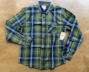 Nuevo Para Hombre Levi's Estampado Manga Larga Abotonada, Verde y Azul, Mediano - Imagen 1 de 5