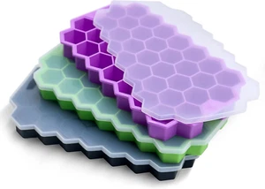 Ice Cube Trays for Freezer with Lid-Silicone Ice Cube Tray with Lid Ice Maker 3 - Picture 1 of 6