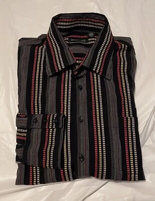 Kenneth Cole New York Negro Rayas Bordado Hombre Grande Manga Larga Foto 1 de 4