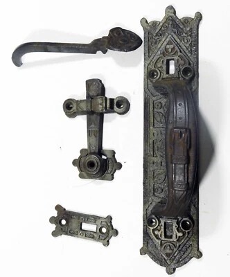 Original Antique Large Store Door or Front Door Thumb Latch Ornate Cast Iron - Image 1 of 4