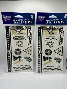 Pittsburgh Penguins Temporary Tattoos Face Body Logo Words Two Sheets 14 Tattoos - Picture 1 of 9