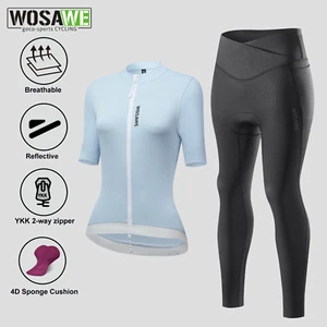 WOSAWE Summer Short Sleeve Top & Leggings Womens Slim Skin-friendly Cycling Suit - Picture 1 of 17