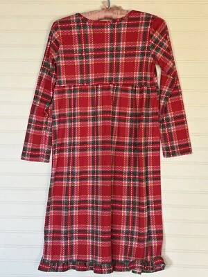 hanna andersson Girls Plaid Nightgown Red Green Pink 140 - Image 1 of 4