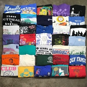 Lot 35 Vintage Single Stitch Tees Location Graphic 80s 90s Wholesale 905 - Picture 1 of 7