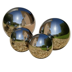 Pack-4 Stainless Steel Gazing Ball Mirror Sphere Garden Ornament Outdoor Decor - Picture 1 of 9