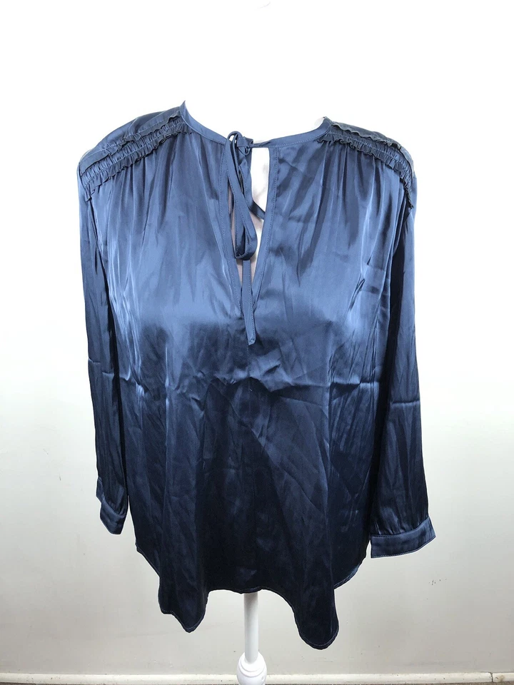 Current Air Modern Romance Blouse Women Size S Sapphire Ruched Keyhole Neck