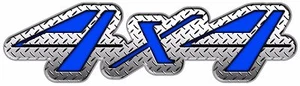 4 X 4 Blue Diamond Plate Look Custom Graphic Decal 1 Pair (2 Decals) - Picture 1 of 1