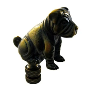 Lamp Finial-SITTING BULLDOG-Aged Brass Finish, Highly detailed metal casting - Picture 1 of 11