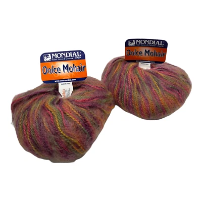 2 madejas Mondial Dolce Mohair hilo color 219 rosas primavera colores pastel Italia Foto 1 de 4