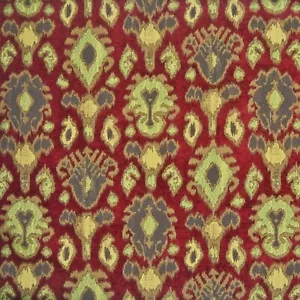 Woven IKAT Chenille RUBY Home Decor Upholstery Cushion Pillow Sewing Fabric BTY - Picture 1 of 7