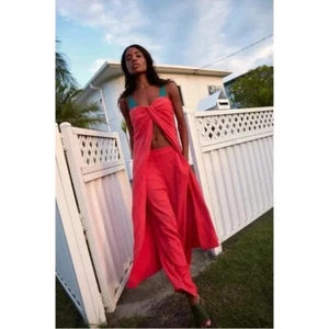 NWT Free People Banita Set Two Piece Pants Maxi Top Set in Red Sz XS - Picture 1 of 16