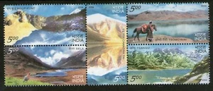 India 2006 Himalayan Lakes Nature Mountain Geology se-tenant 5v MNH - Bild 1 von 3