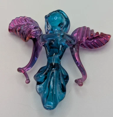 COLGANTE DE HADAS DE VIDRIO PÚRPURA Y VERDE AZULADO HECHO POR ARTISTA Foto 1 de 3