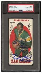 1969 Topps Elvin Hayes Signed Rookie Basketball Card PSADNA Certified Auto Big E - Picture 1 of 4