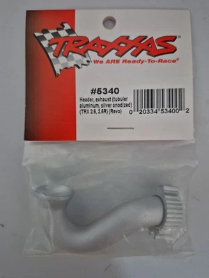 Cabezal de escape de aluminio tubular anodizado plateado Traxxas # 5340 Foto 1 de 4