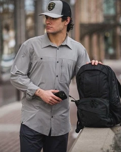 Vertx Hemd Herren L Flagstaff Technical Shirt Langarm verdeckte Tasche grau - Bild 1 von 18