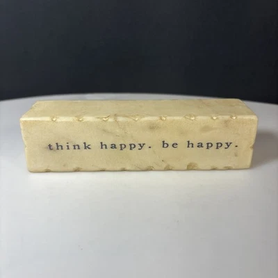 Letrero de bloque de mármol pacitivo Mud Pie Think Happy. Sé feliz. 2019 Foto 1 de 4