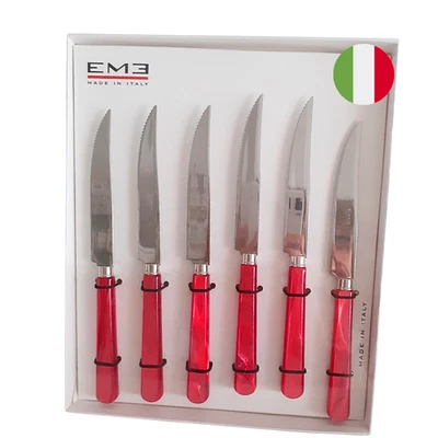 EME Perla – Juego de 6 Cuchillos para Carne de Acero Inoxidable con Hoja Dentada - Imagen 1 de 3