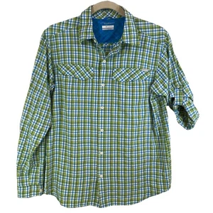 Columbia Omni-Shade Hemd Herren L grün kariert Rollriegel Langarm belüftet AM7441 - Bild 1 von 16