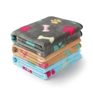 1 Pack 3 Blankets Fluffy Premium Fleece Pet Blanket Flannel Paw Printed Throw... - Picture 1 of 7