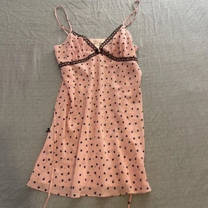 Pink Slip Dress Oscar De La Renta Pink Label With Black Hearts Size Medium - Picture 1 of 10