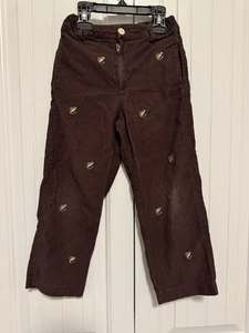 Pantalone in velluto a coste ricamato con gancio da pesca marrone K&L regolabile ragazzo taglia 5 - Foto 1 di 6