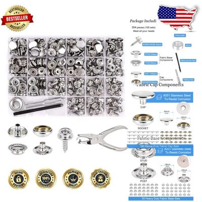 Kit a presión plateado de alta resistencia 354 piezas - Sujetadores de cubierta de barco de acero inoxidable marino Foto 1 de 4