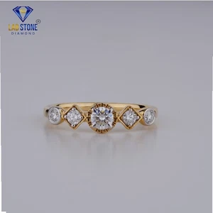 0.49 TDW Diamante Corte Redondo Plata 925 Deslumbrante Banda Anillo Labstone - Imagen 1 de 4