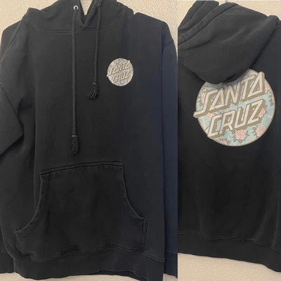 Santa Cruz Surfer Playa Rosas Logo Gráfico Negro Sudadera con Capucha Y2K Unisex Talla M Foto 1 de 4