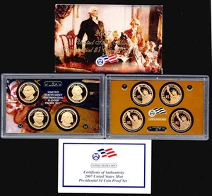 4 US Coin 2007 US Mint Presidential $1 Coin Gem Proof Set COA Original Packaging - Picture 1 of 1