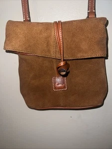 Dooney Bourke Florentine Crossbody Bag Medium Toggle, Brown Suede Leather. G. C - Picture 1 of 6