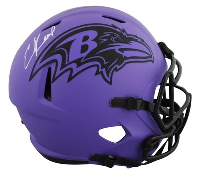 Casco Ravens Ed Reed Auténtico Firmado Rave Tamaño Completo Velocidad Representante BAS Testigo Foto 1 de 3